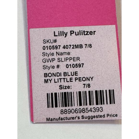 NWT Size 7/8 Lilly Pulitzer GWP Slippers Bondi Blue My Little Pony New - Picture 2 of 9